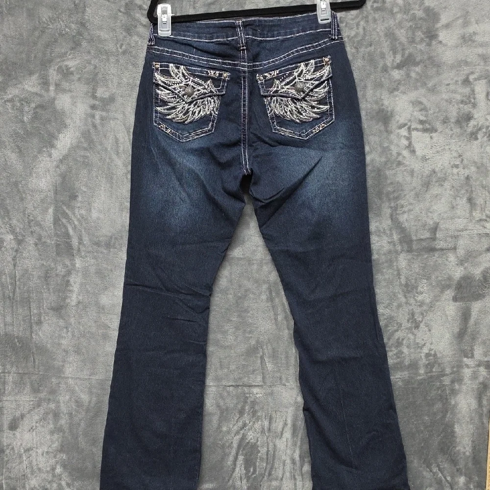 new directions Indigo Bootcut Jeans with White Stitching